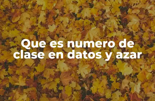 Que es Numero de Clase en Datos y Azar