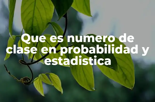 Que es Numero de Clase en Probabilidad y Estadistica