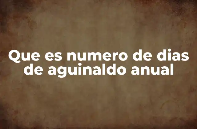 Que es Numero de Dias de Aguinaldo Anual