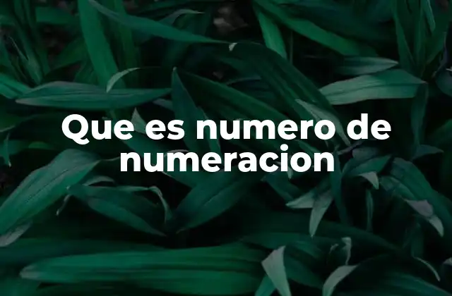 Que es Numero de Numeracion