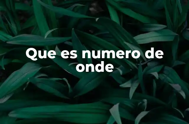 Que es Numero de Onde