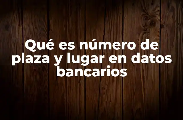 Qué es Número de Plaza y Lugar en Datos Bancarios