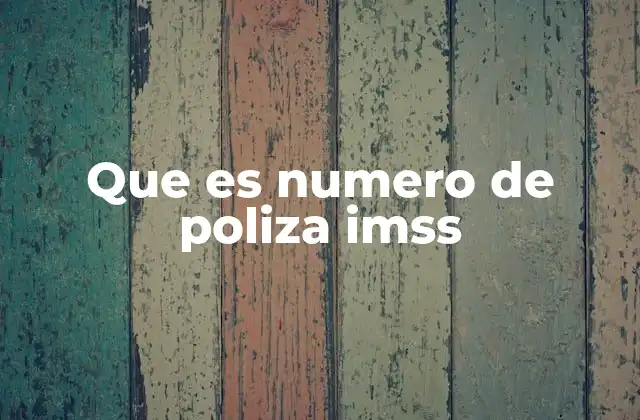 Que es Numero de Poliza Imss