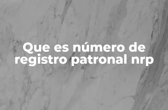 Que es Número de Registro Patronal Nrp