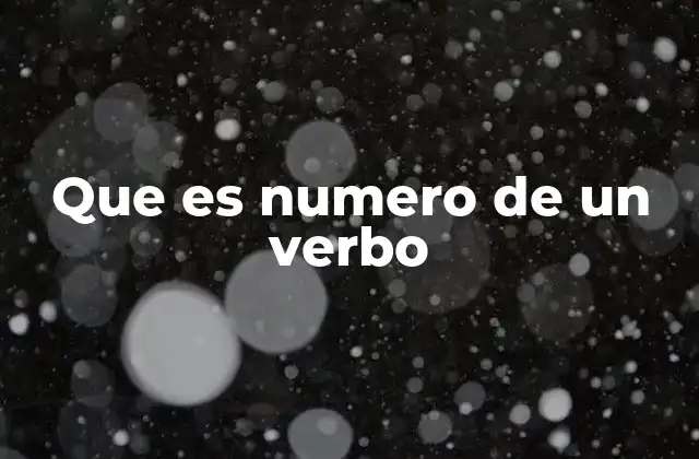Que es Numero de un Verbo
