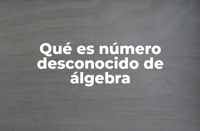 Qué es Número Desconocido de Álgebra
