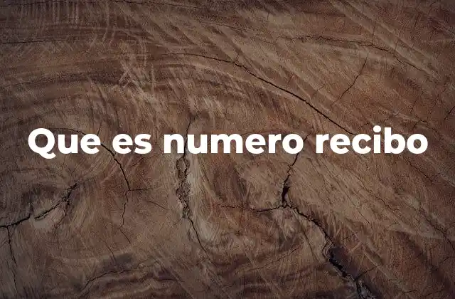 Que es Numero Recibo
