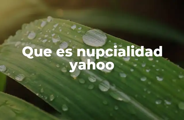 Que es Nupcialidad Yahoo