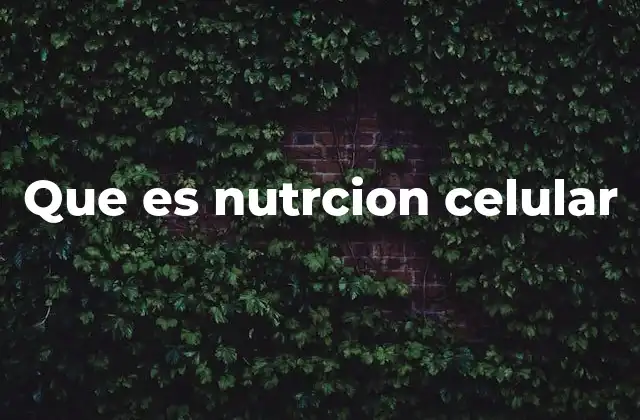 Que es Nutrcion Celular