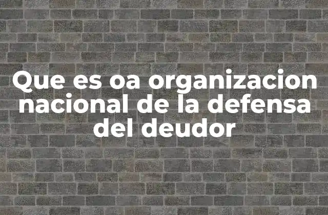 Que es Oa Organizacion Nacional de la Defensa Del Deudor