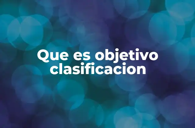Que es Objetivo Clasificacion