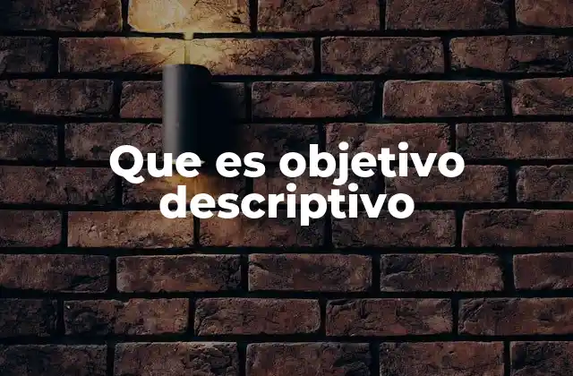 Que es Objetivo Descriptivo