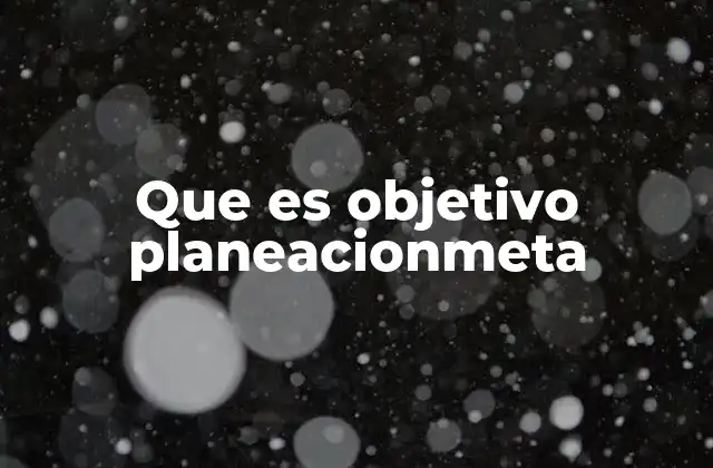 Que es Objetivo Planeacionmeta