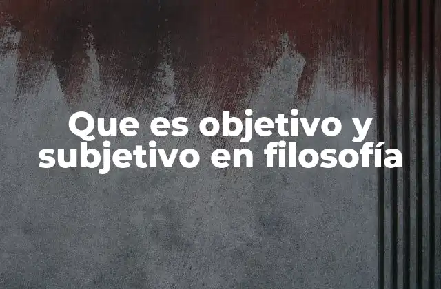 Que es Objetivo y Subjetivo en Filosofía