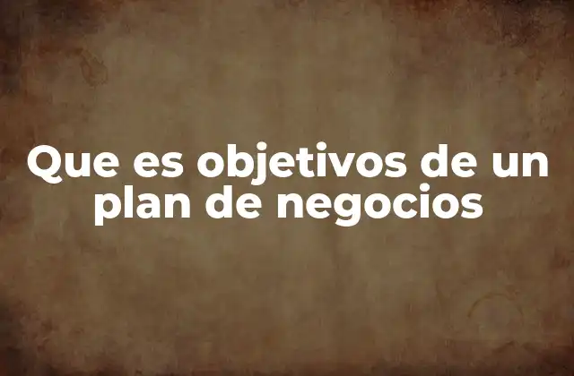 Que es Objetivos de un Plan de Negocios