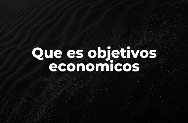 Que es Objetivos Economicos