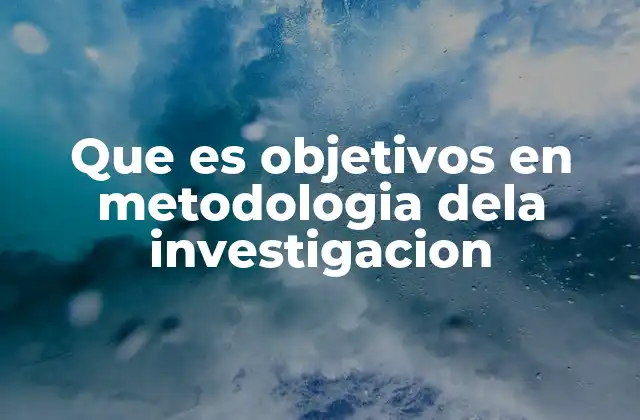 Que es Objetivos en Metodologia Dela Investigacion
