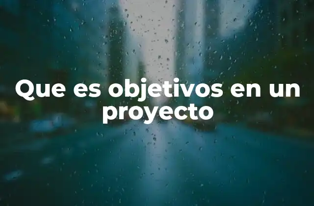 Que es Objetivos en un Proyecto
