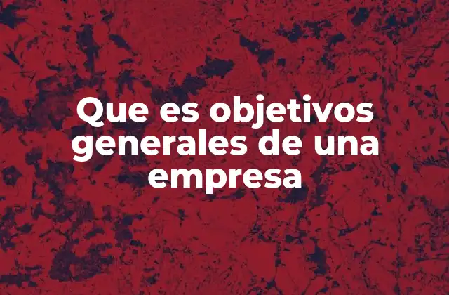 Que es Objetivos Generales de una Empresa