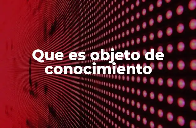 Que es Objeto de Conocimiento