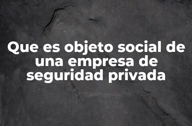 Que es Objeto Social de una Empresa de Seguridad Privada