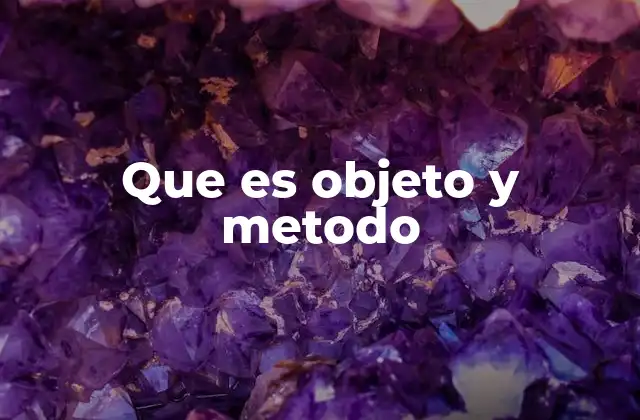 Que es Objeto y Metodo