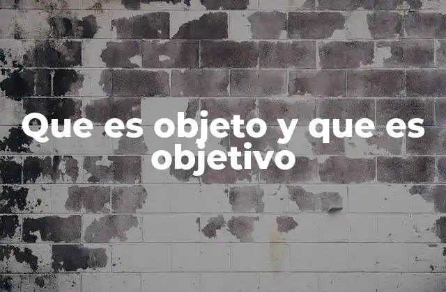 Que es Objeto y que es Objetivo 2 La diferencia conceptual entre objeto y objetivo