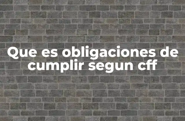 Que es Obligaciones de Cumplir Segun Cff