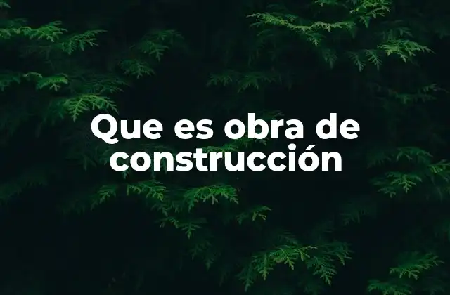 Que es Obra de Construcción
