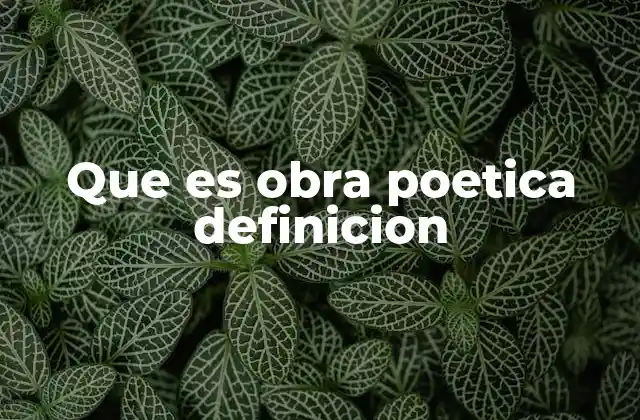 Que es Obra Poetica Definicion
