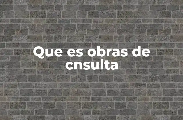 Que es Obras de Cnsulta
