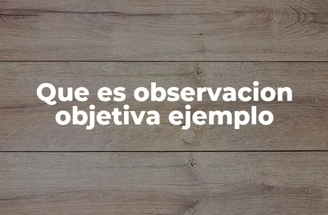 Que es Observacion Objetiva Ejemplo