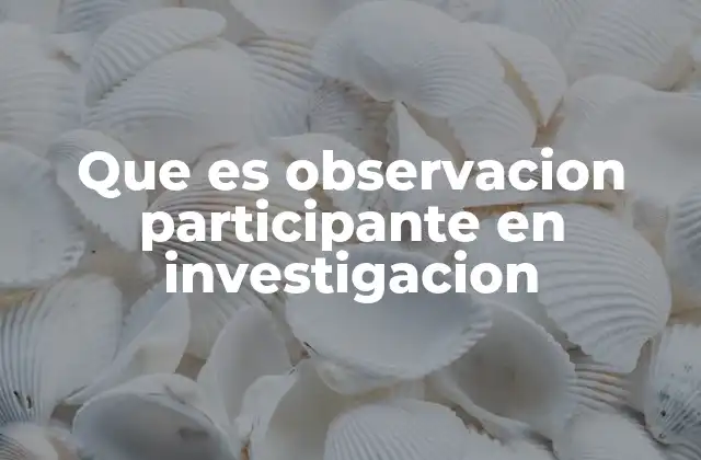 Que es Observacion Participante en Investigacion