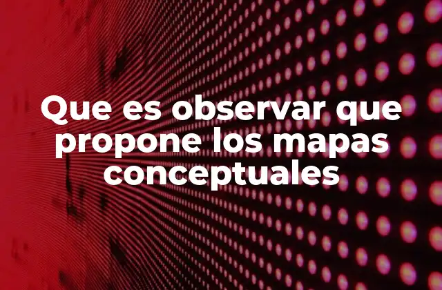 Que es Observar que Propone los Mapas Conceptuales