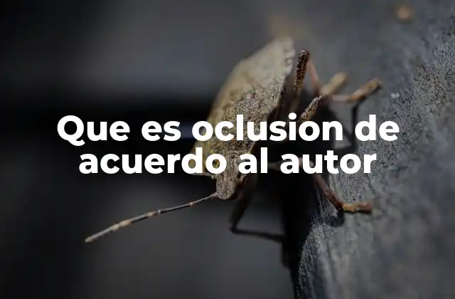 Que es Oclusion de Acuerdo Al Autor