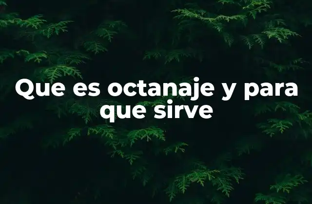 Que es Octanaje y para que Sirve