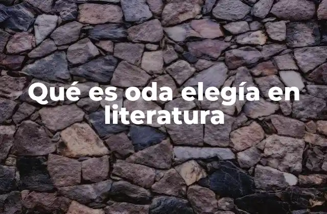 Qué es Oda Elegía en Literatura