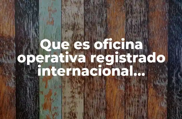 Que es Oficina Operativa Registrado Internacional Metropolitano