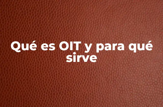 Qué es Oit y para Qué Sirve