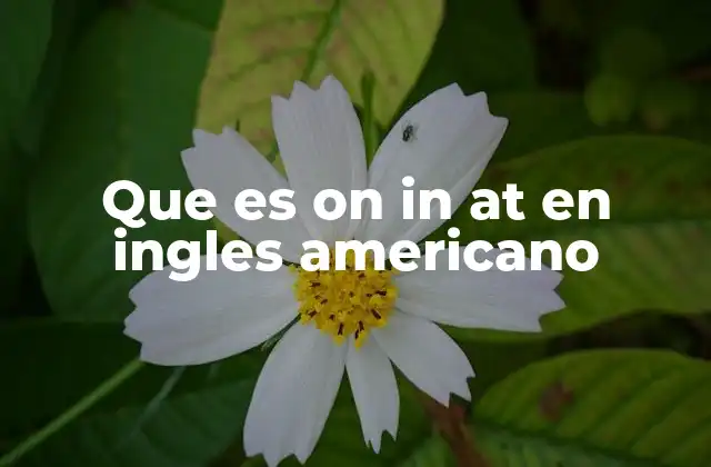 Que es On In At en Ingles Americano