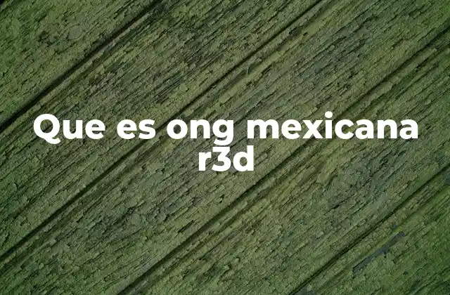 Que es Ong Mexicana R3d
