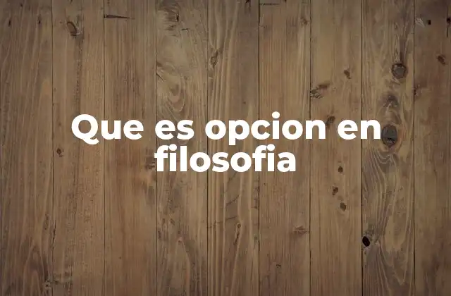Que es Opcion en Filosofia