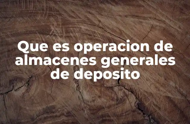 Que es Operacion de Almacenes Generales de Deposito