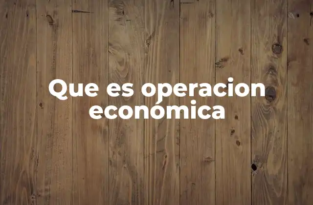 Que es Operacion Económica