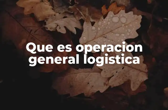 Que es Operacion General Logistica 2 La importancia de una gestión eficiente en la cadena de suministro