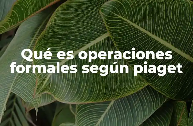 Qué es Operaciones Formales según Piaget