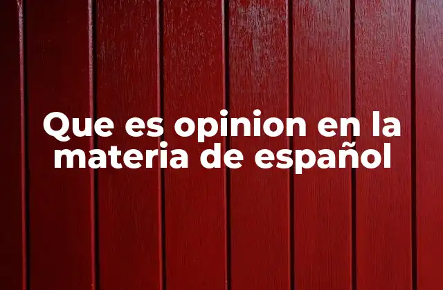 Que es Opinion en la Materia de Español