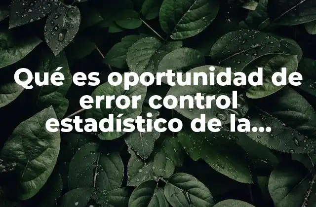 Qué es Oportunidad de Error Control Estadístico de la Calidad
