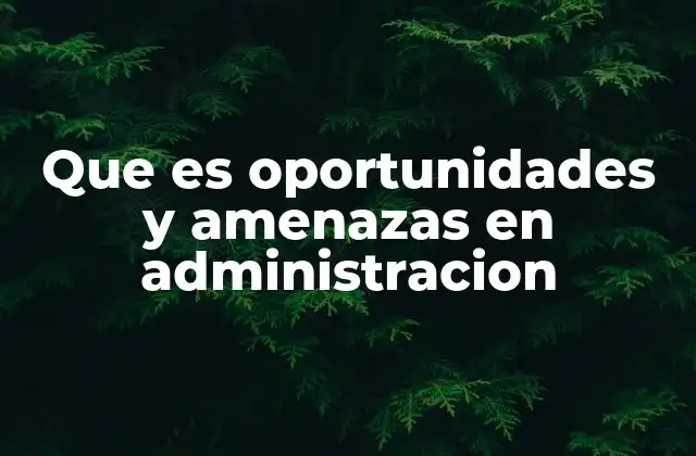Que es Oportunidades y Amenazas en Administracion