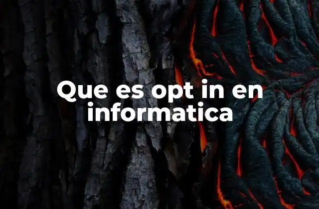 Que es Opt In en Informatica